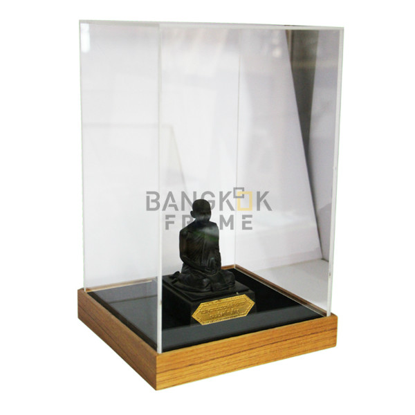 กรอบกล่องใสโชว์สินค้าฐานไม้